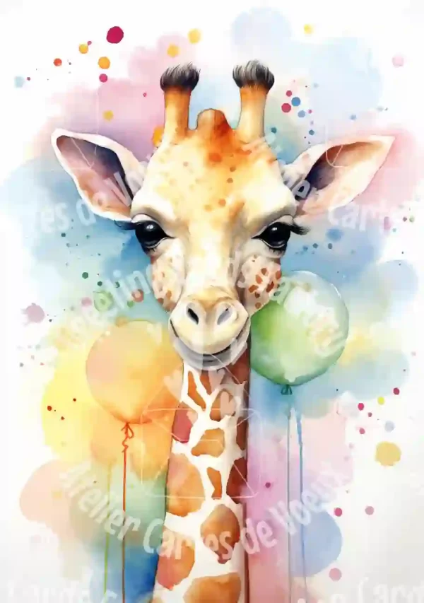 Poster anniversaire enfant girafe A4 vertical