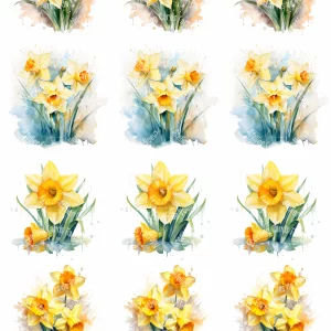 Planche d'étiquettes-cadeau Jonquilles